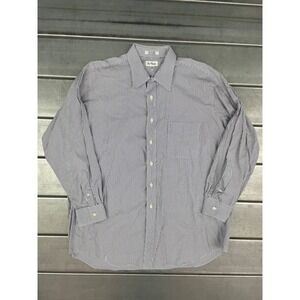 Paul Frederick Button Up Shirt Mens‎ 17.5-34 Blue Pinstripes Cotton Dress Shirt